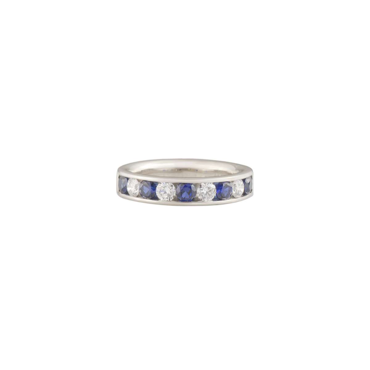 Platinum Diamond and Sapphire Half Eternity Ring